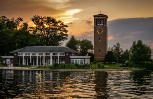 The Miller Bell Tower presides over Chautauqua Lake at Chautauqua Institution as a Chautauqua icon and has done much in its singular way to represent and promote the Institution. Dedicated on Aug. 1, 1911